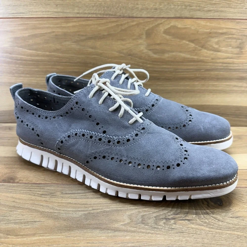 Cole Haan Zero Grand Remastered Oxfords Mens 11 M Gray Suede Business Casual